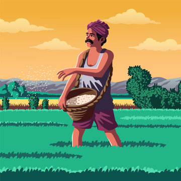 Jharkhand Farmer - A Vibrant Vector Illustration Depicting The Resilience And Hard Work Of Indian Agriculture