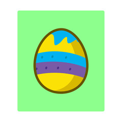 A  Easter eggs with various drawings. flat design style minimal vector illustration.