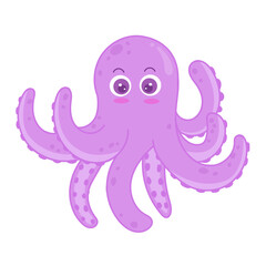 Cute octopus hand drawn cartoon.