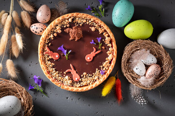Sweet Mazurka chocolate cake as classic Easter cake.