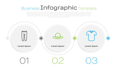 Set line Leggings, Man hat and T-shirt. Business infographic template. Vector