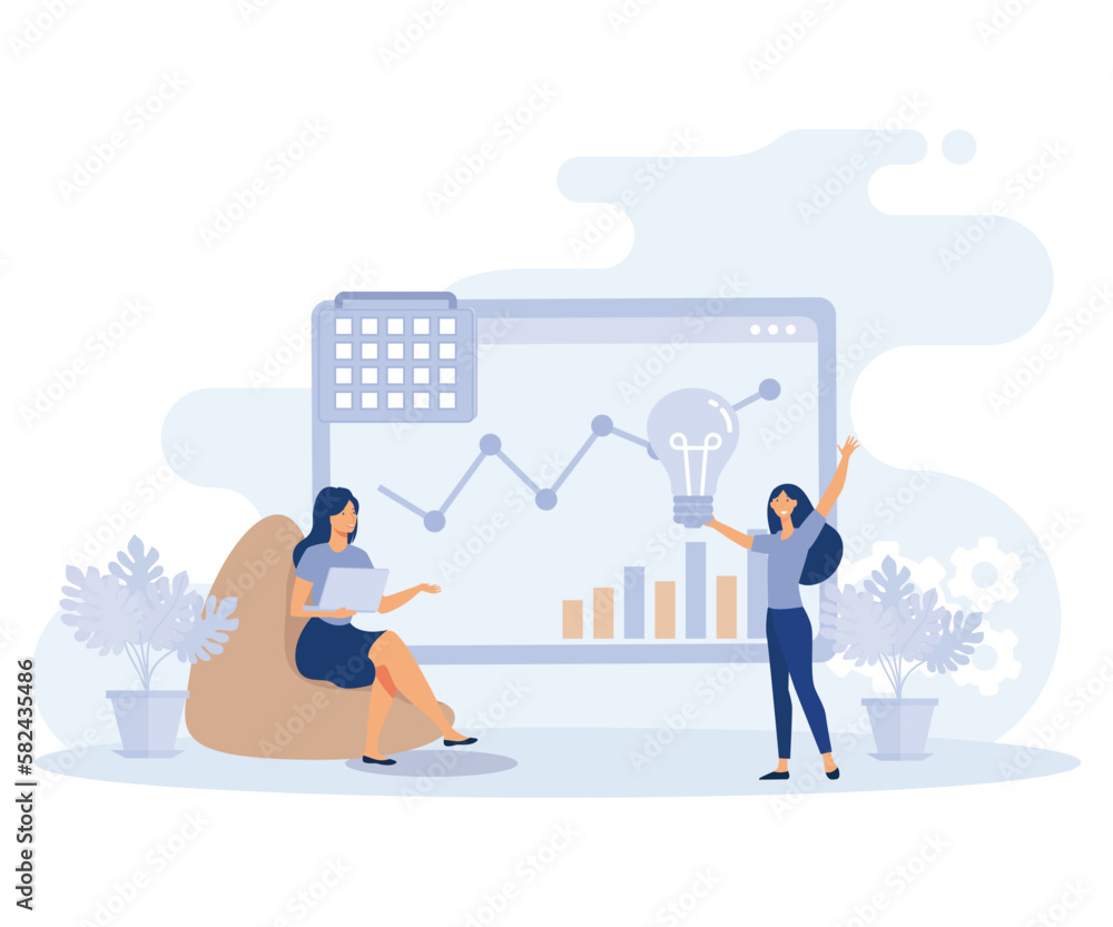 Poster project implementation concept, project initiation and closure, workflow process, flat vector modern