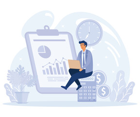 Corporate finance concept, working with ledger accounts, flat vector modern illustration