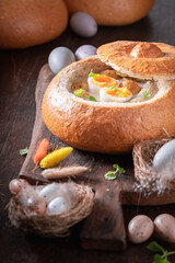 Classic sour soup as traditional soup for Easter.