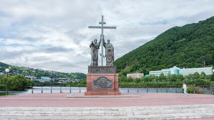 The monument of the holy apostles Peter and Paul, the city of Petropavlovsk.