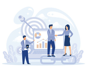 Global marketing strategy concept, Marketing team, macromarketing, flat vector modern illustration 