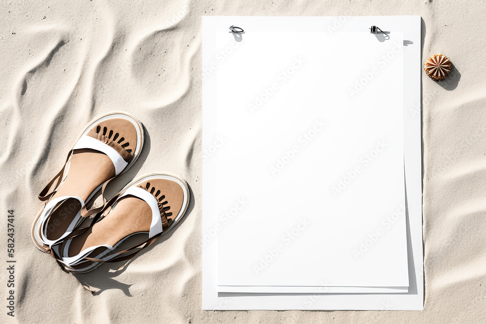 Poster a timeless landscape of various items scattered across a white page, all brought together by a myste