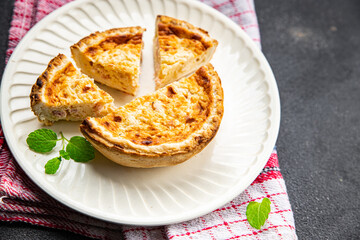 quiche savory pie fish stuffing seafood healthy meal food snack on the table copy space food background rustic top view