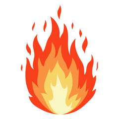 Vector Fire Icon Isolated on White Background. Cartoon Flames. Bonfire Logo. Hot Red Sparks. Dangerously and Explosive Symbol.