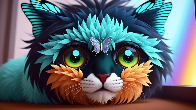 Fantastic creature a mixture of animal and insect, created with the help of artificial intelligence.