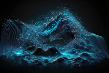 Fototapeta na wymiar Blue Digital Symphony. Abstract technology background. Generative Ai