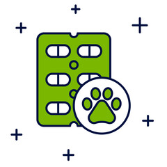 Filled outline Dog pill icon isolated on white background. Prescription medicine for animal. Vector
