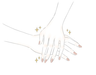 Obraz premium ハンドケアをしている綺麗な手のイラスト