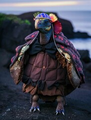 Fashion Photography of an Anthropomorphic Tortoise - obrazy, fototapety, plakaty