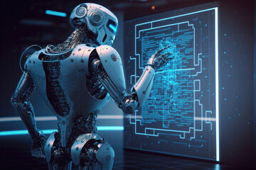 Futuristic Robot Solving Mathematical Problems. Generative Ai