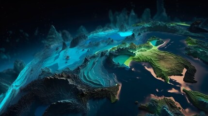 Abstract Eath landscape with ocean and islands, Generative Ai