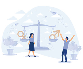 Gender equality concept.  Female and Male gender sign. flat vector modern illustration 