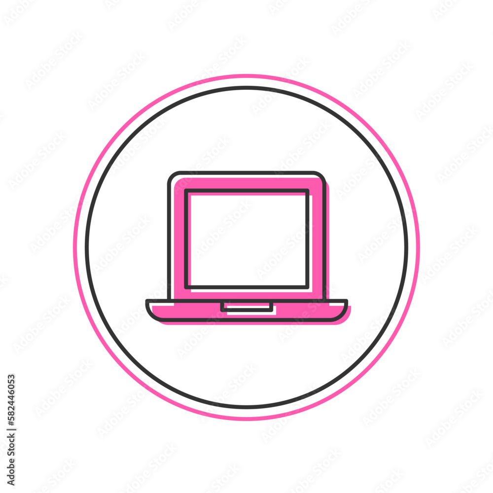 Poster filled outline laptop icon isolated on white background. computer notebook with empty screen sign. v