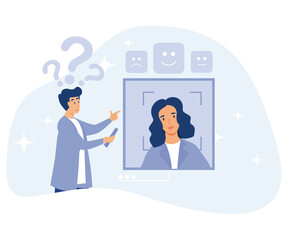 Sensor technology  concept, gesture recognition, emotion detection,  AI reading, flat vector modern illustration