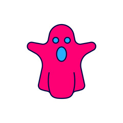 Filled outline Ghost icon isolated on white background. Happy Halloween party. Vector