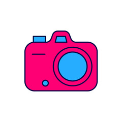 Filled outline Photo camera icon isolated on white background. Foto camera. Digital photography. Vector