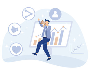 Reputation management concept,  personal branding, brand awareness, digital marketing campaign, flat vector modern illustration