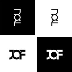 jof initial letter monogram logo design set