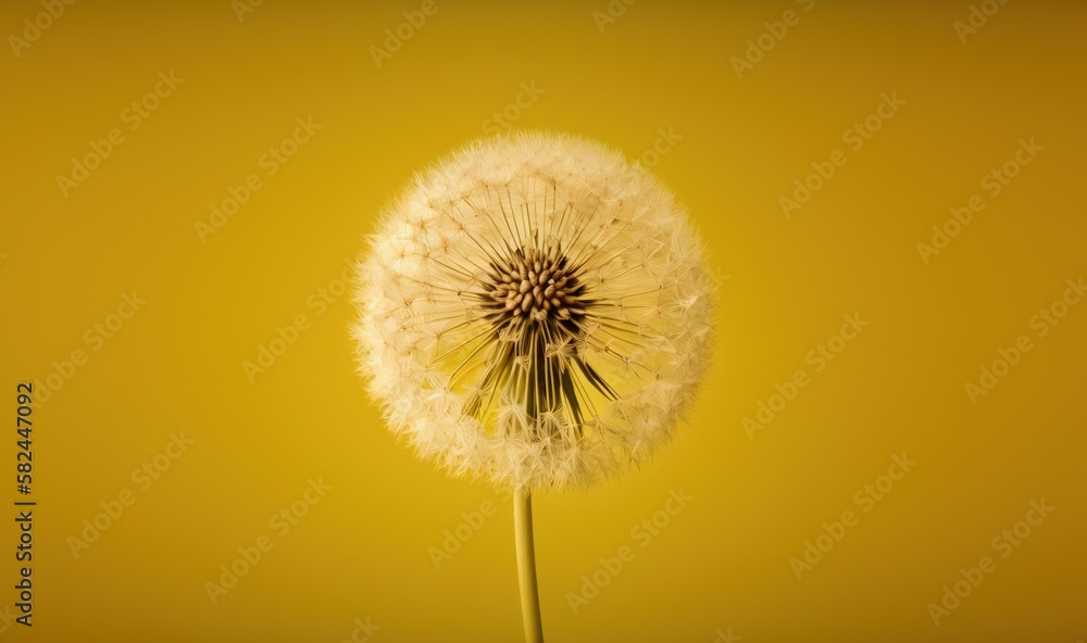 Aufkleber  a dandelion with a yellow background is shown in the foreground of this image, it appears to be a dandelion.  generative ai