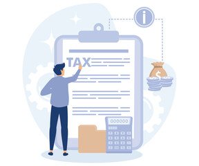 Tax filing concept,  report your income, claim documents, financial report, flat vector modern illustration 