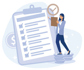 Tax filing concept, tax credits and expenses, financial report, flat vector modern illustration 