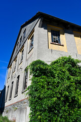 Old facade with broken windows