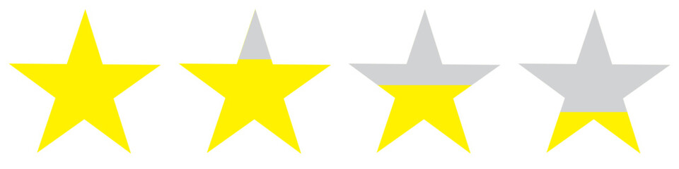Five golden star product quality rating. Flat stars icon for apps and websites. Vector illustration.