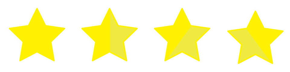 Set of four stars flat vector icons. Golden old man. Manufacturer, quality rating logo icon isolated on white background. Vector extensions. On a white background