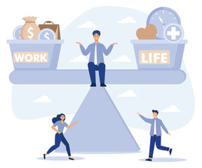 Work and life balance concept. leisure or business. flat vector modern illustration