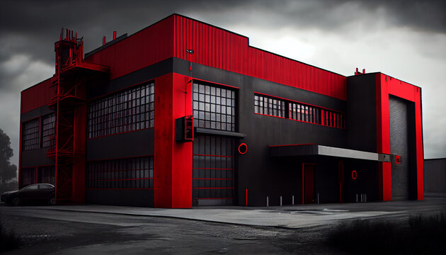 exterior of a modern warehouse with a small office unit