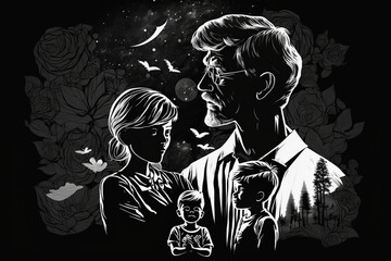 Father and Daughter vector illustration for father's day wishing and celebration. Generative Ai
