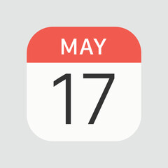 May 17 icon isolated on background. Calendar symbol modern, simple, vector, icon for website design, mobile app, ui. Vector Illustration