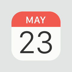 May 23 icon isolated on background. Calendar symbol modern, simple, vector, icon for website design, mobile app, ui. Vector Illustration