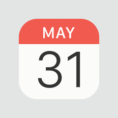 May 31 icon isolated on background. Calendar symbol modern, simple, vector, icon for website design, mobile app, ui. Vector Illustration