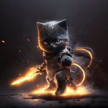 Ninja Cat Em Ação Criado Com Tecnologia Ai Generosa Ilustração Stock -  Ilustração de animal, rapidamente: 275970728