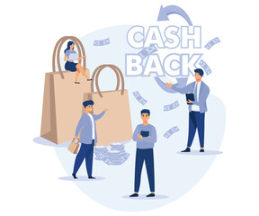 Obraz na płótnie Canvas Cash back. Money refund, online shopping, money growth concept. flat vector modern illustration 
