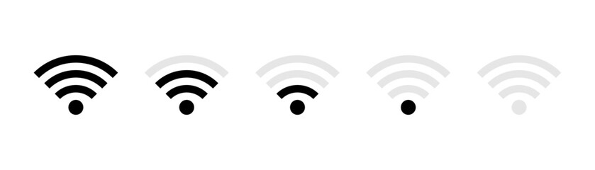 WIFI Icon set. rounded corners. black gray white background
