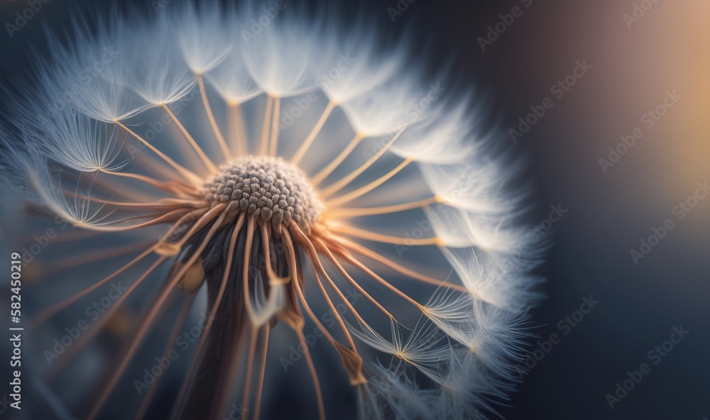 Aufkleber a close up of a dandelion flower with a blurry back dropper in the middle of the image and the cente