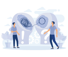 Fototapeta premium Psychology concept. psychological help, psychiatrist consulting patient. flat vector modern illustration 