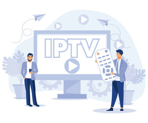 IPTV  concept. Internet protocol television. Smart multimedia technology.flat vector modern illustration 