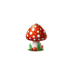 Obraz premium Cartoon poisonous mushroom fly agaric on a white background. Vector illustration