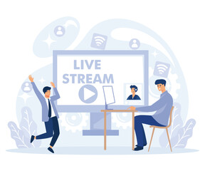 Live streaming concept. Online video chat. flat vector modern illustration 
