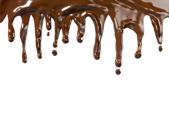 Chocolate Liquid splash melt pouring on top isolate on white background. 3D Rendering. PNG files