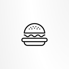 Burger icon. Hamburger logo. Fast food line emblem.