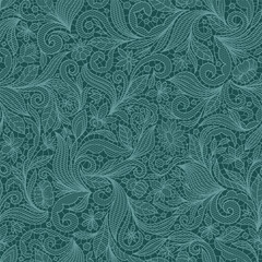 EMERALD VECTOR SEAMLESS BACKGROUND WITH FLORAL LACE